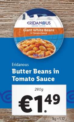 Eridanous Butter Beans in Tomato Sauce